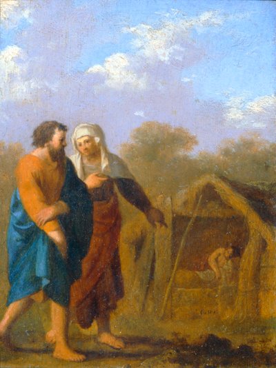 Sara chiede ad Abramo di prendere Hagar come seconda moglie ... da Cornelis van Poelenburgh or Poelenburch