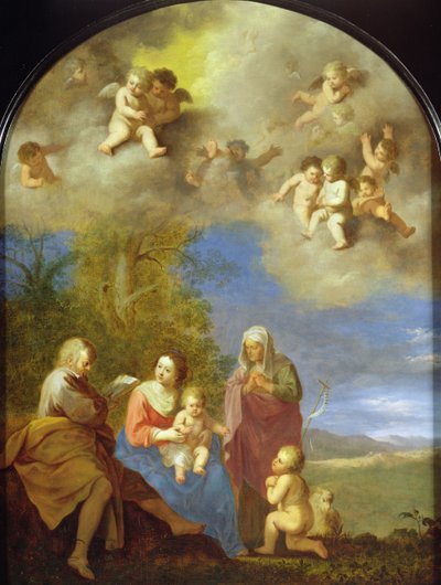 La Sacra Famiglia (pannello) da Cornelis van Poelenburgh or Poelenburch