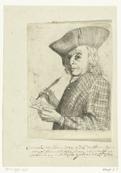 Autoritratto con penna e disegno da Cornelis van den Berg