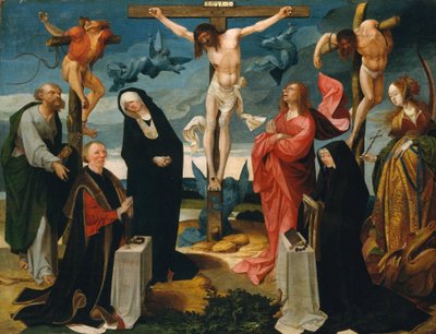 La Crocifissione con Donatori e Santi Pietro e Margherita, ca. 1525-27 da Cornelius Engebrechtsz