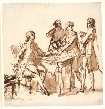 Quattro uomini a un tavolo discutono un progetto da Cornelius Høyer