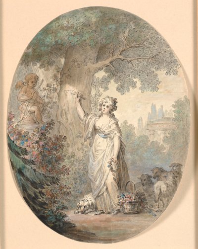 Pastorella che incide un segno su un albero da Cornelius Høyer