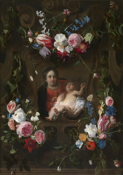 Madonna circondata da una ghirlanda di fiori da Cornelius I Schut