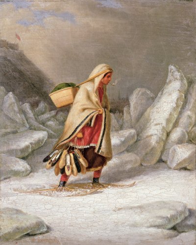 Una donna indiana con racchette da neve da Cornelius Krieghoff