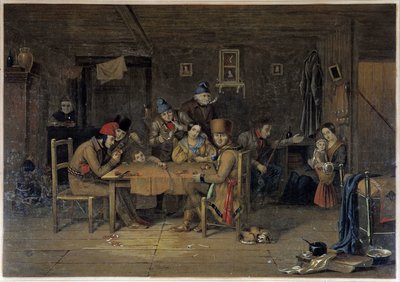 Coloni francesi in Canada che giocano a carte da Cornelius Krieghoff