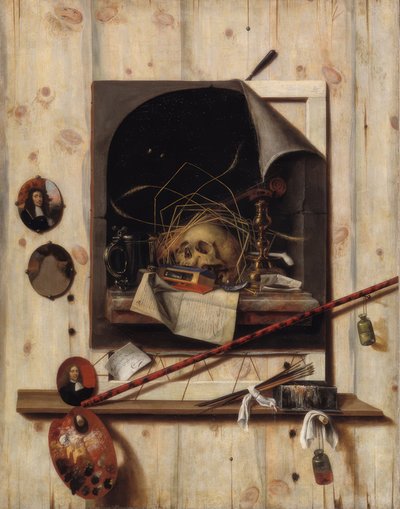 Parete dello studio e natura morta vanitas da Cornelis Norbertus Gijsbrechts