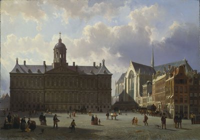 Piazza Dam con il Palazzo Reale, Amsterdam, 1855 da Cornelis Springer