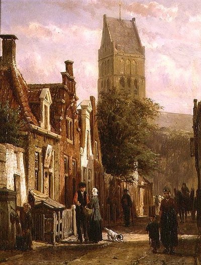 Scena di strada a Bolsward da Cornelius Springer