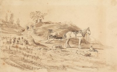 Un Cavallo che Tira un Carro da Cornelius Varley