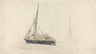 Una chiatta a vela caricata di fieno, dicembre 1827 da Cornelius Varley