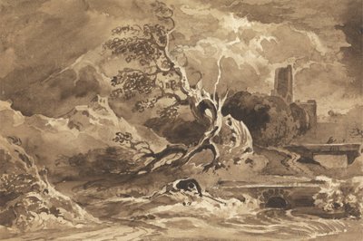 Un albero colpito da un fulmine da Cornelius Varley
