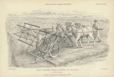 Macchina per mietere migliorata di Bell da Crosskill da Cornelius Varley