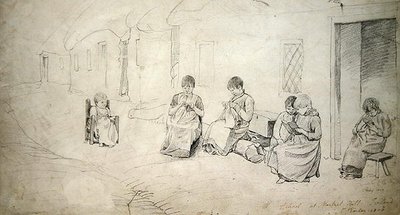 Bambini fuori dalla loro scuola a Market Hill, Irlanda da Cornelius Varley