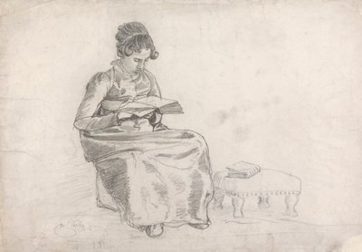 Ragazza che legge un libro da Cornelius Varley