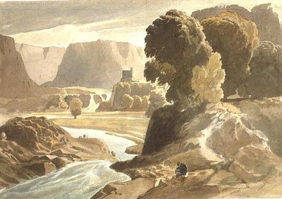 Paesaggio montuoso con un castello (possibilmente una vista in Galles), c.1802-3 da Cornelius Varley