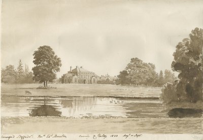Somerford Hall: disegno a seppia da Cornelius Varley