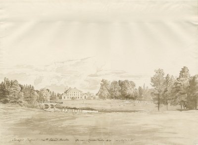 Somerford Hall: disegno a seppia da Cornelius Varley