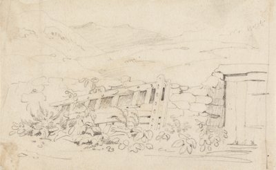 Studio di un muro di pietra e un cancello da Cornelius Varley