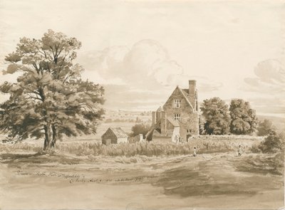 Tettenhall - Perton Hall: disegno a lavaggio di seppia da Cornelius Varley
