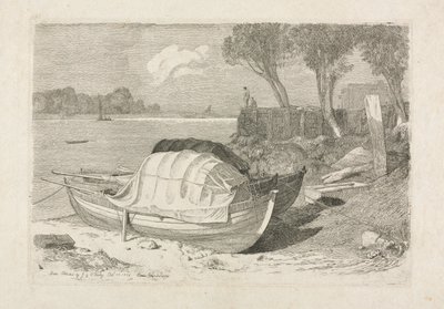 Due barche da pesca arenate, 1809 da Cornelius Varley