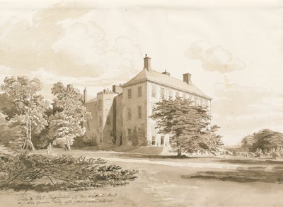 Wrottesley Hall: disegno a seppia da Cornelius Varley