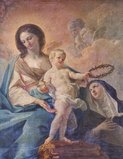 Chiesa del SS Salvatore, interno, Altare del Rosario, Madonna del Rosario, Tela di Corrado Giaquinto (1703-1766), particolare, Poggiardo, Lecce, Puglia (foto) da Corrado Giaquinto