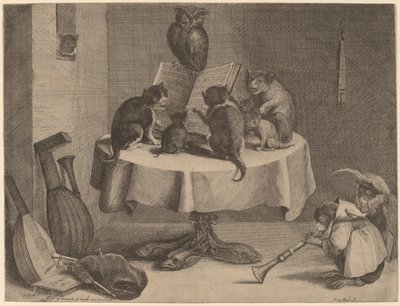 Il concerto dei gatti da Coryn Boel after David Teniers the Younger