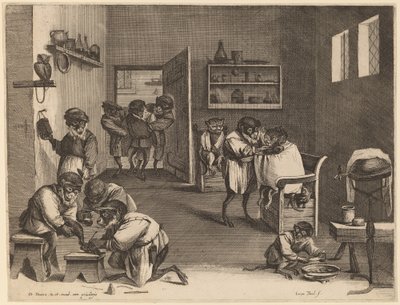 La barberia delle scimmie da Coryn Boel after David Teniers the Younger