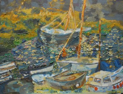Porto di Mousehole, barche a riposo da Cosima Duggal