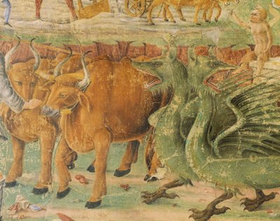 Draghi e immagini di vita rurale, (dettaglio) da Cosimo (attr. to) Tura