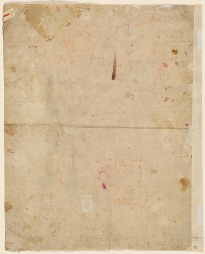 La testa di San Giorgio e piani architettonici (verso) da Cosmas Damian Asam