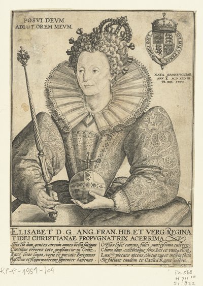 Ritratto di Elisabetta I Tudor, a mezzo busto da Crispijn van de Passe (I)