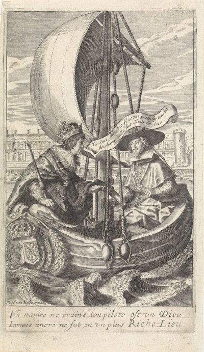 Re Luigi XIII e il cardinale Richelieu in una barca da Crispijn van de Passe (II)