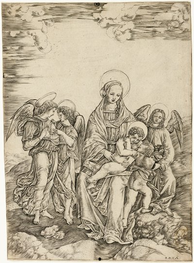 La Vergine e il Bambino con San Giovanni e tre angeli da Cristofano Robetta