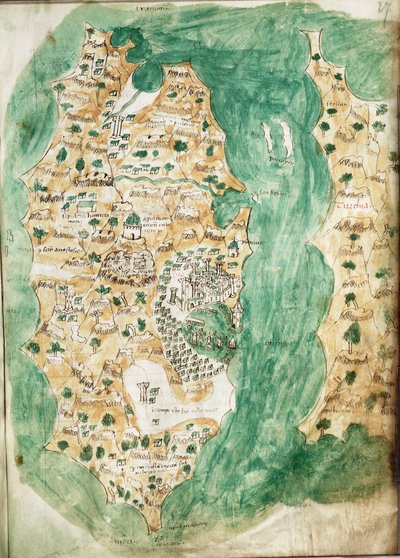 Una carta di Khios e della terraferma adiacente, c.1420 da Cristoforo Buondelmonti