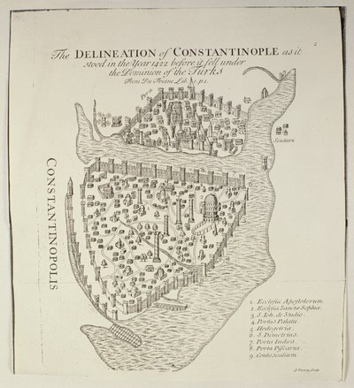 Mappa di Costantinopoli nel 1422 da Cristoforo Buondelmonti