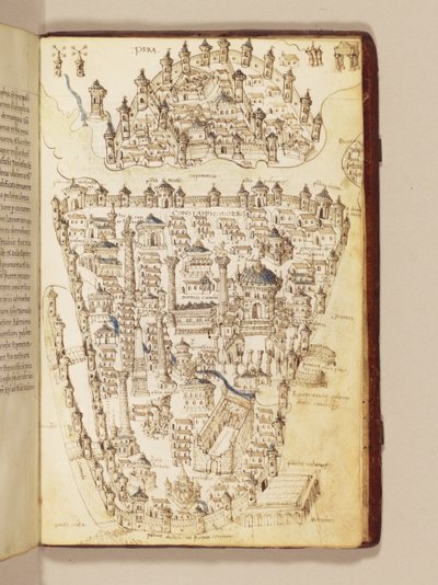 Mappa di Costantinopoli, illustrazione dal "Liber Insularum Archipelagi" da Cristoforo Buondelmonti