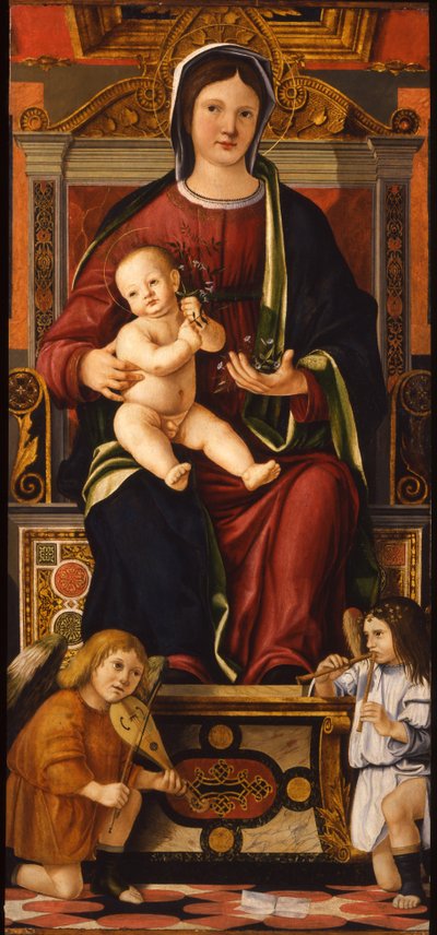La Vergine e il Bambino in trono con due angeli musicisti da Cristoforo Caselli