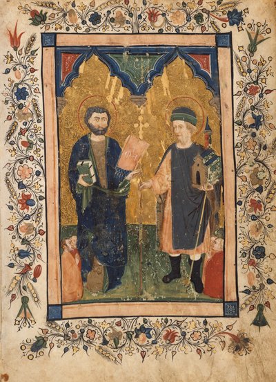 San Marco Evangelista e San Sinibaldo venerati da membri di un laicato da Cristoforo Cortese