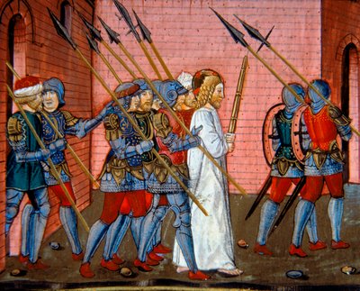 Illustrazione che raffigura Cristo portato di nuovo da Pilato, Codice De Predis (c.112v) da Cristoforo De Predis