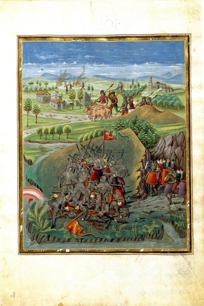 Influenza del pianeta Marte: scena di guerra (miniatura, c.1470) da Cristoforo De Predis