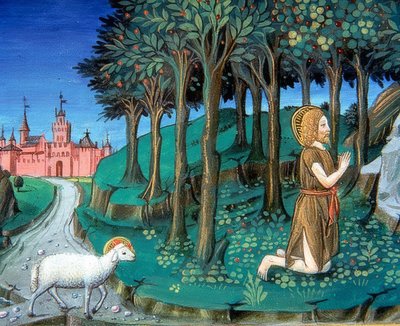Giovanni Battista prega davanti alle porte della città da Cristoforo De Predis
