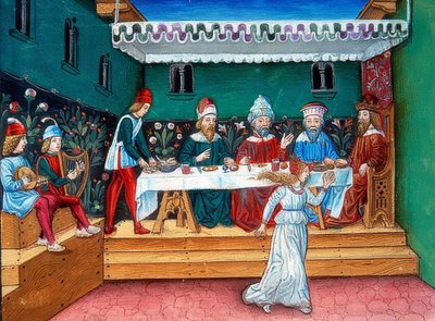 Durante il banchetto di Erode, Salomè consegna la testa di Giovanni da Cristoforo De Predis