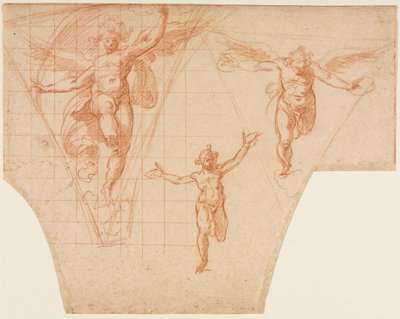 Tre studi di angeli per un pennacchio (recto), Studi per Cristo che incontra sua madre (verso), 159 da Cristoforo Roncalli