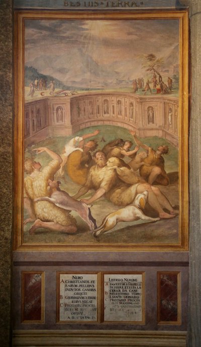 Santi, probabilmente Gervasio e Protasio, gettati agli animali da Cristoforo and Tempesta, Antonio Roncalli