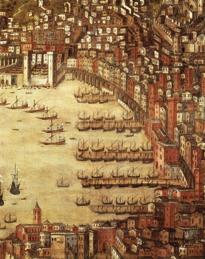 Veduta di Genova e del suo castello (dettaglio) 1597 da Cristoforo de Grassi