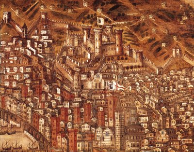 Veduta di Genova e del suo castello (dettaglio) 1597 da Cristoforo de Grassi