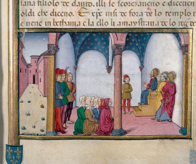 Gesù insegna al Tempio Miniatura di Cristoforo De Predis dopo la Storia del Nuovo Testamento da Cristoforo De Predis