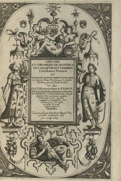 Pagina del titolo della Histoire et Chronique de Provence, 1614 da César de Nostredame