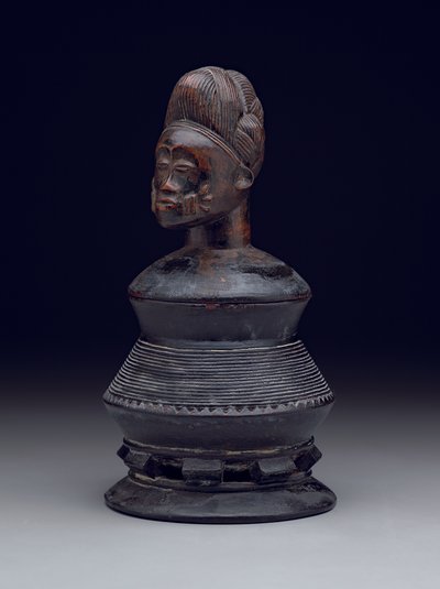 Vaso di unguento con coperchio effigie, inizio a metà del XX secolo (legno) da Culture Baule